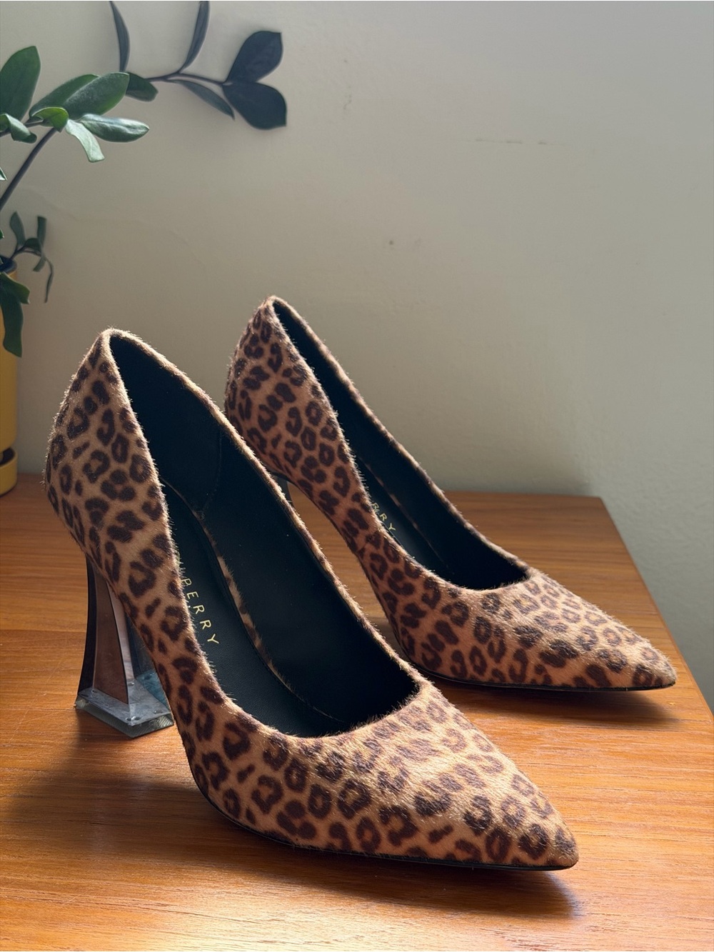 Katy Perry The Lookerr Leopard Print Pointed Toe Clear Lucite Heel Pumps Size 11